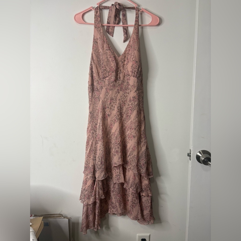 Signature by Sangria Pink Patterned High Low Dress